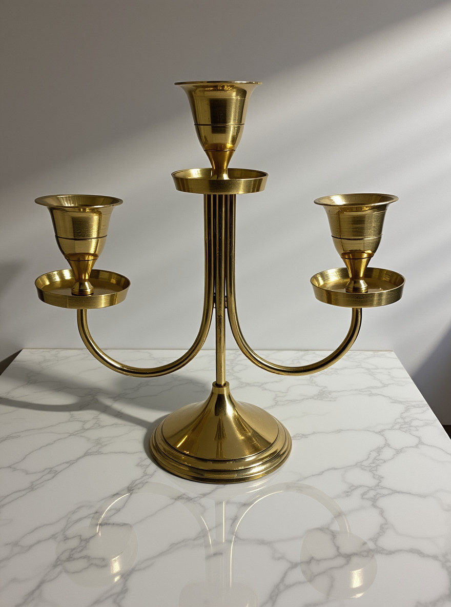 Elegant Brass Candle Holder, Three Arm Candelabra, Elegant Wedding Centrepiece
