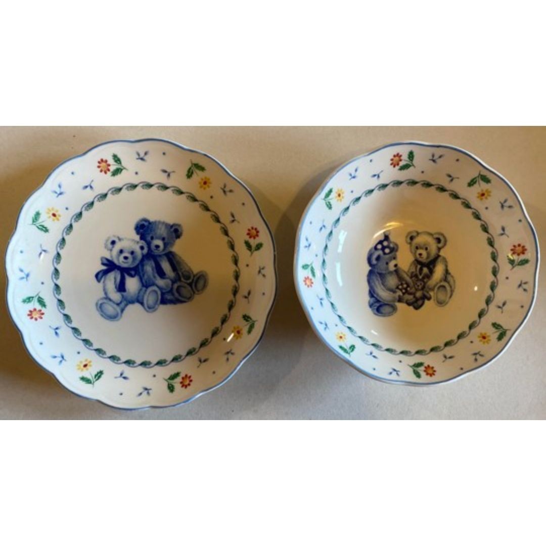 Vintage Collectible Teddy and Honey Ceramic Plate & Bowl Set Japan Nikko Floral Vintage Collectible Teddy and Honey Ceramic Plate & Bowl Set Japan Nikko Floral