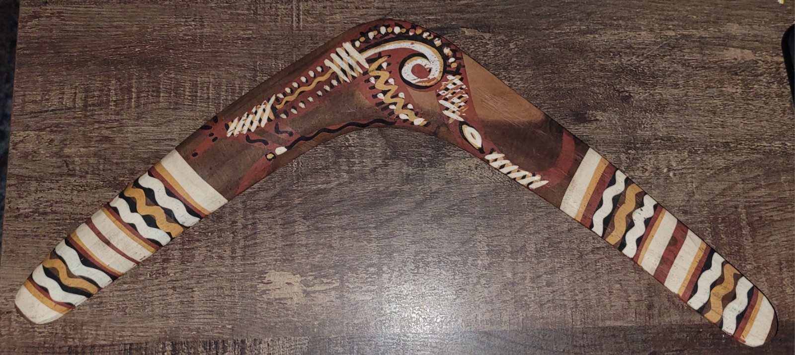 Australian Hand Painted Wood Boomerang Created by Australian Aborigines 14 Australian Hand Painted Wood Boomerang Created by Australian Aborigines 14