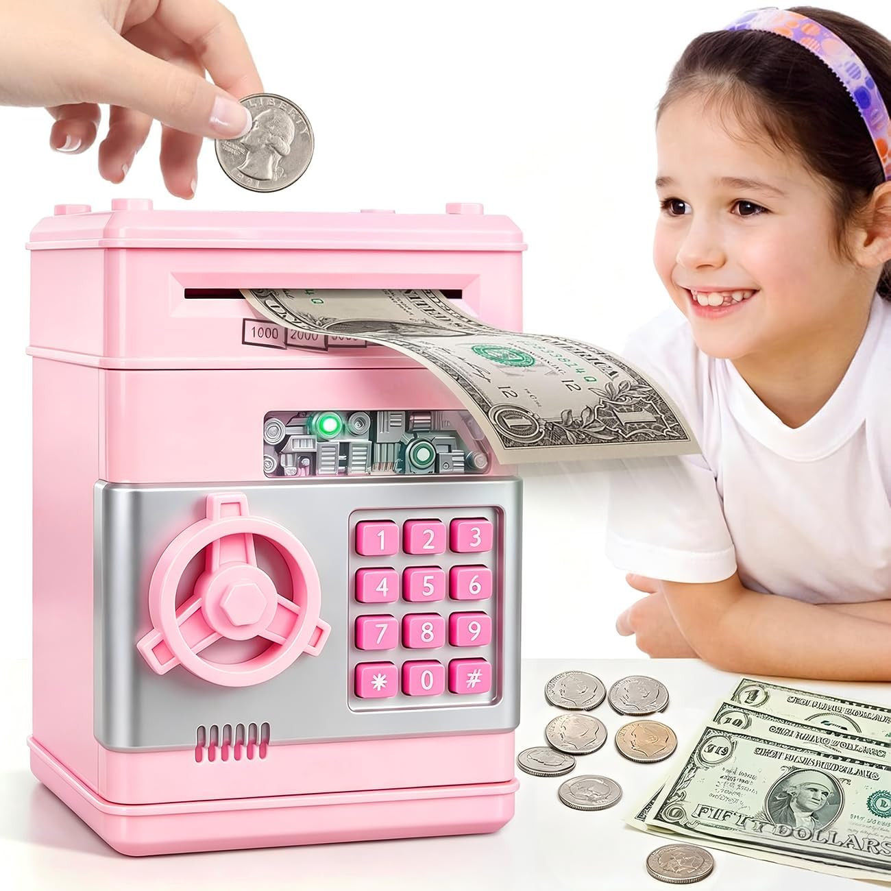 Alcancia Electronica para Ninas Cajero Automatico Caja Fuerte Regalo Juguetes