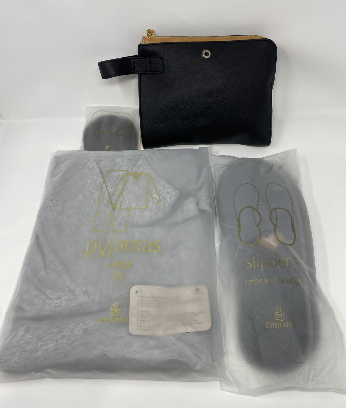 New Emirates First Class Men’s Amenity Kit ( BVLGARI ) + Pajamas Set & Slippers