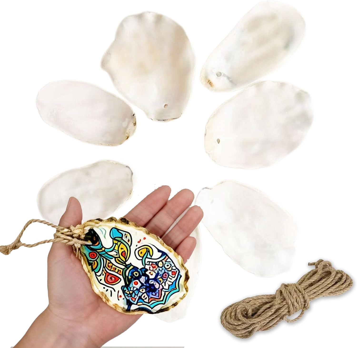 20PCS Large Oyster Shells for Crafts with Drilled Holes 4\