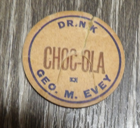 Vintage 1950's Geo. M. Evey Dairy Milk Bottle Cap Altoona Pa CHOC-OLA Eveys