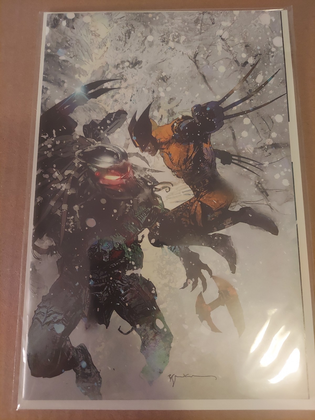 Predator Vs Wolverine #4 1:100 Ratio Virgin Variant Cover By Bill Sienkiewicz