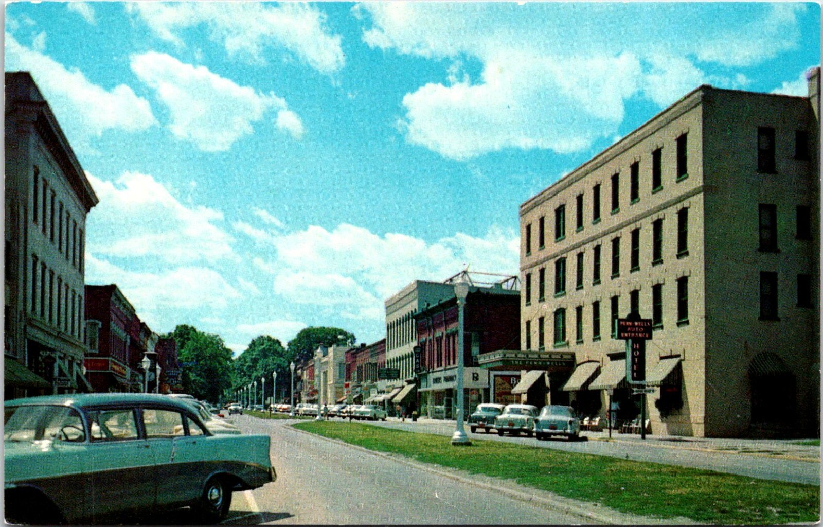 Postcard Wellsboro Main Street Penn Wells Hotel Tioga Grand Canyon PA B190