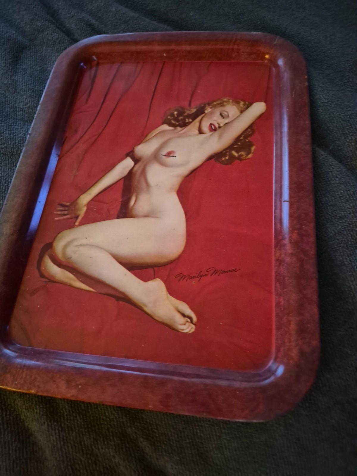 Vintage 1950’s Marilyn Monroe “A New Wrinkle” Pose Serving Tray  17in X 12in