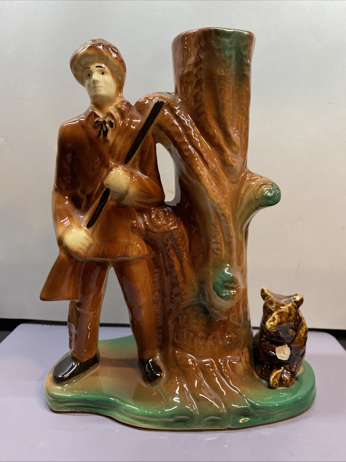 Vintage Davy Crockett Ceramic Lamp Base Mid Century Bear Figurine Premco 1955 Vintage Davy Crockett Ceramic Lamp Base Mid Century Bear Figurine Premco 1955