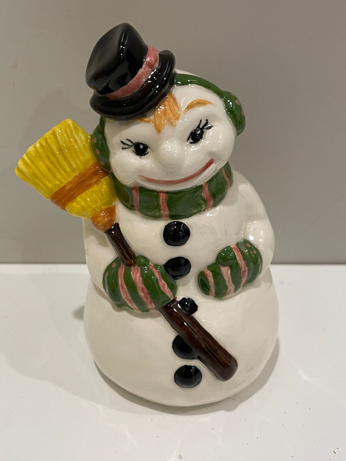 VTG Hand painted Ceramic Mold Snowman. Signed BLM 5