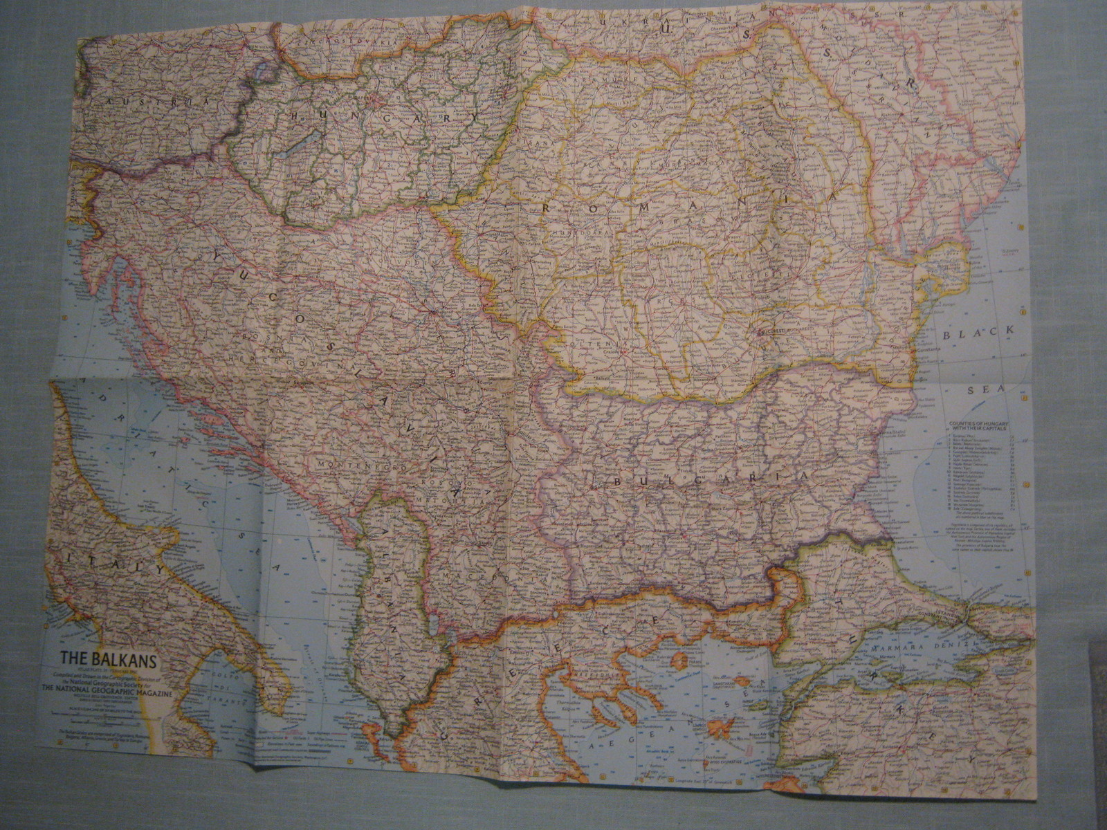 VINTAGE THE BALKANS WALL MAP National Geographic February 1962 