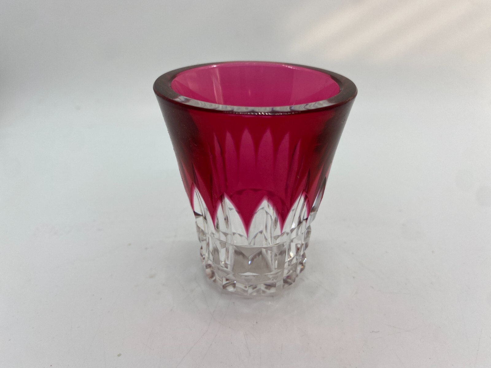 Ruby Red Flashed Glass Toothpick Holder , Shot Glass   H25