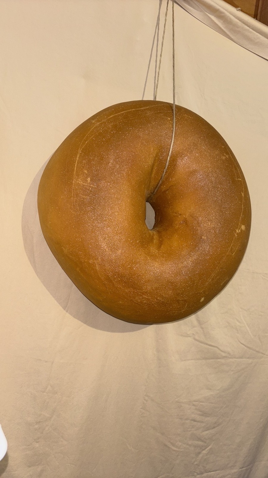 Vintage Gigantic Bagel Foam Prop Decor. 16 inches in diameter. 5” high