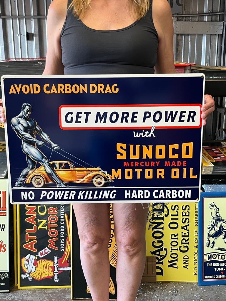 Vintage Style Metal Sign Sunoco Motor Oil 16x24