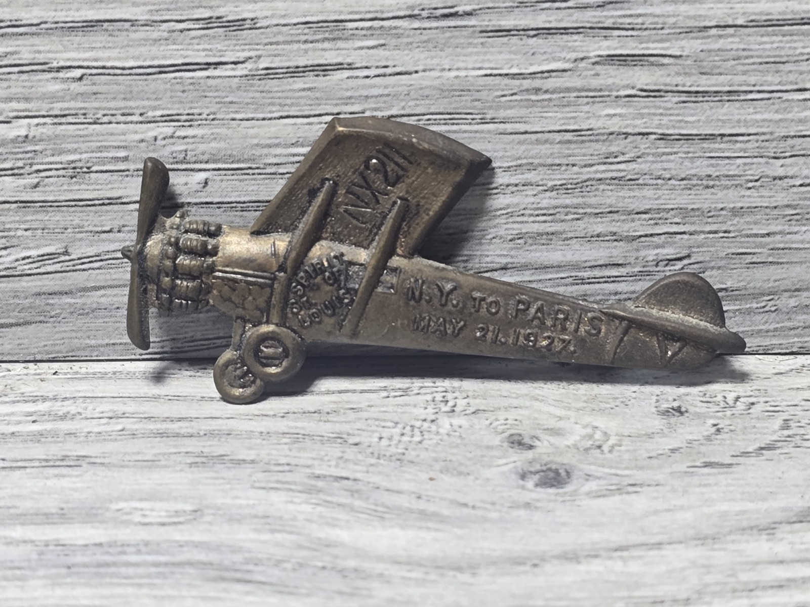 Charles Lindbergh Flight Pin Badge New York Paris Spirit of St Louis 1927