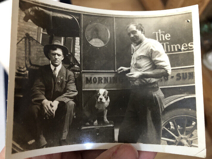 Antique NY Times Pit Bull Dog Advertising Photo Newspaper Truck