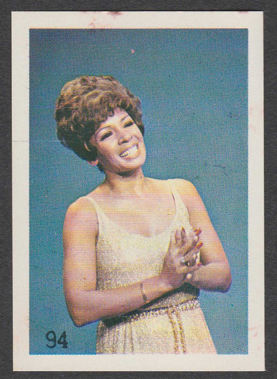 1980 South American Pop Star Sticker #94 Welsh Goldfinger Singer Shirley Bassey