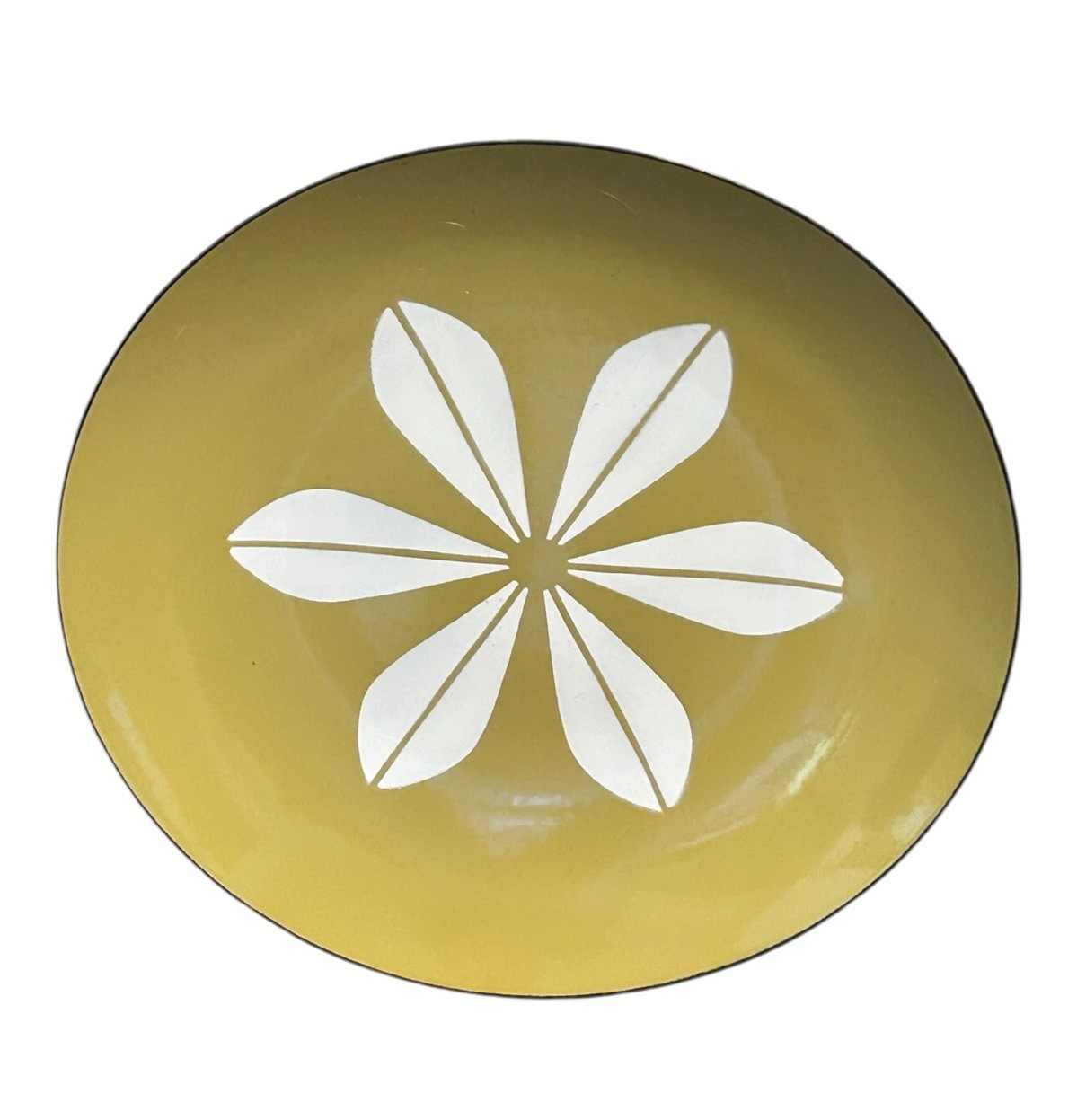 Vintage Catherine Holm Enamel Lotus Platter 12” Gold Grete Prytz Kittelsen