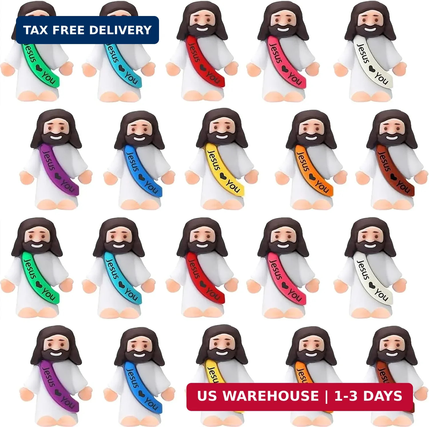 AKFAHOIF 20PCS Little Jesus Figures, Mini Jesus Figurines in Bulk, Multicolor Ti