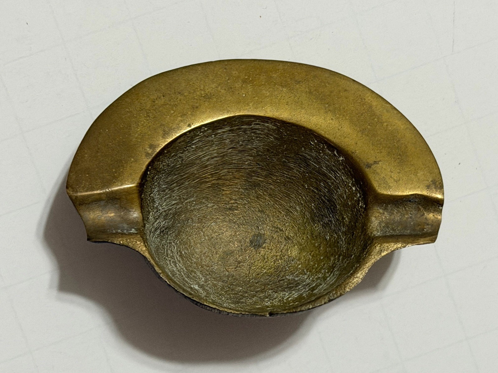 Vintage Mid Century  Ashtray for Auto in Solid Brass  2.5”X 2