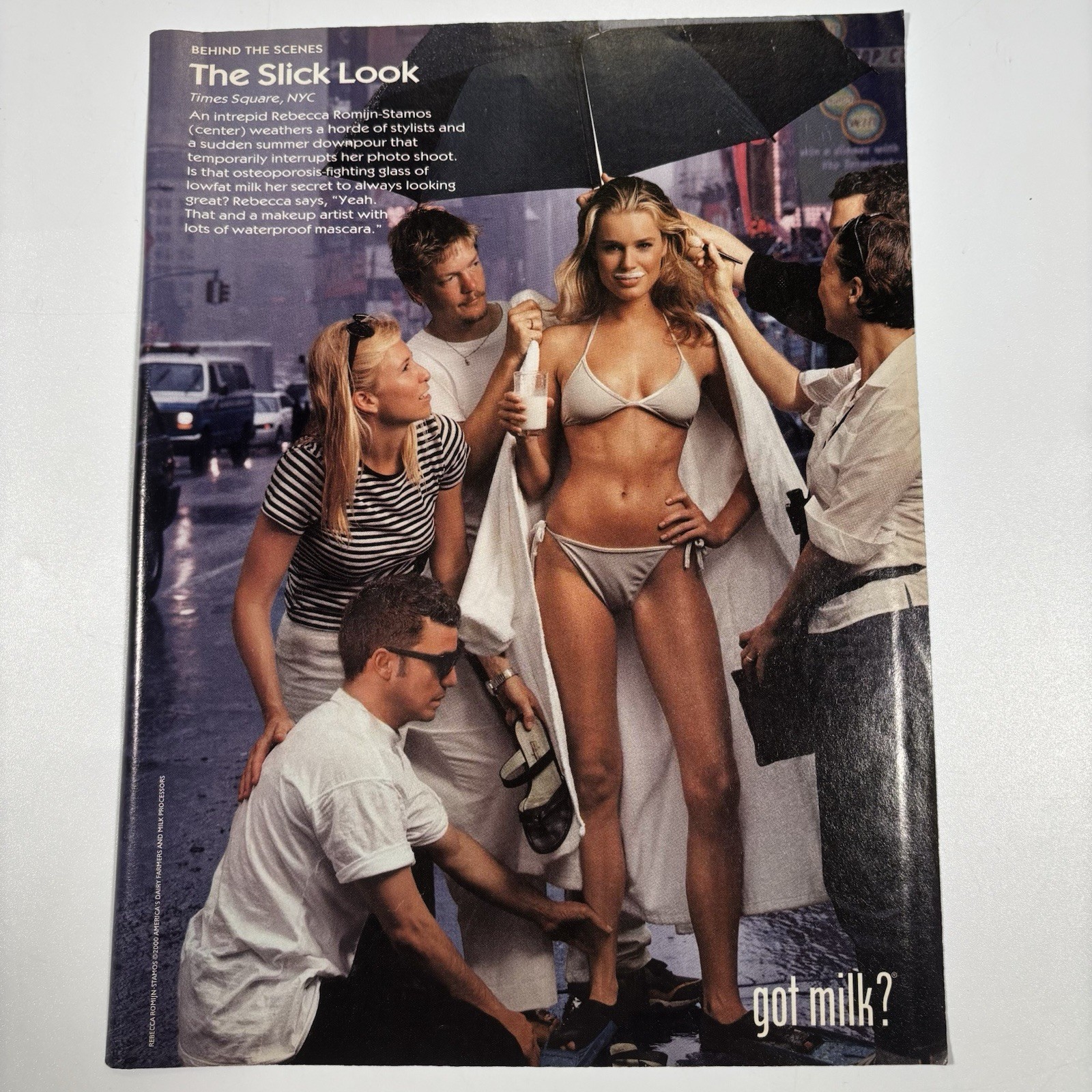 Got Milk? Rebecca Romijn Stamos NYC Time Square - 2000 Vintage Print Ad Ephemera
