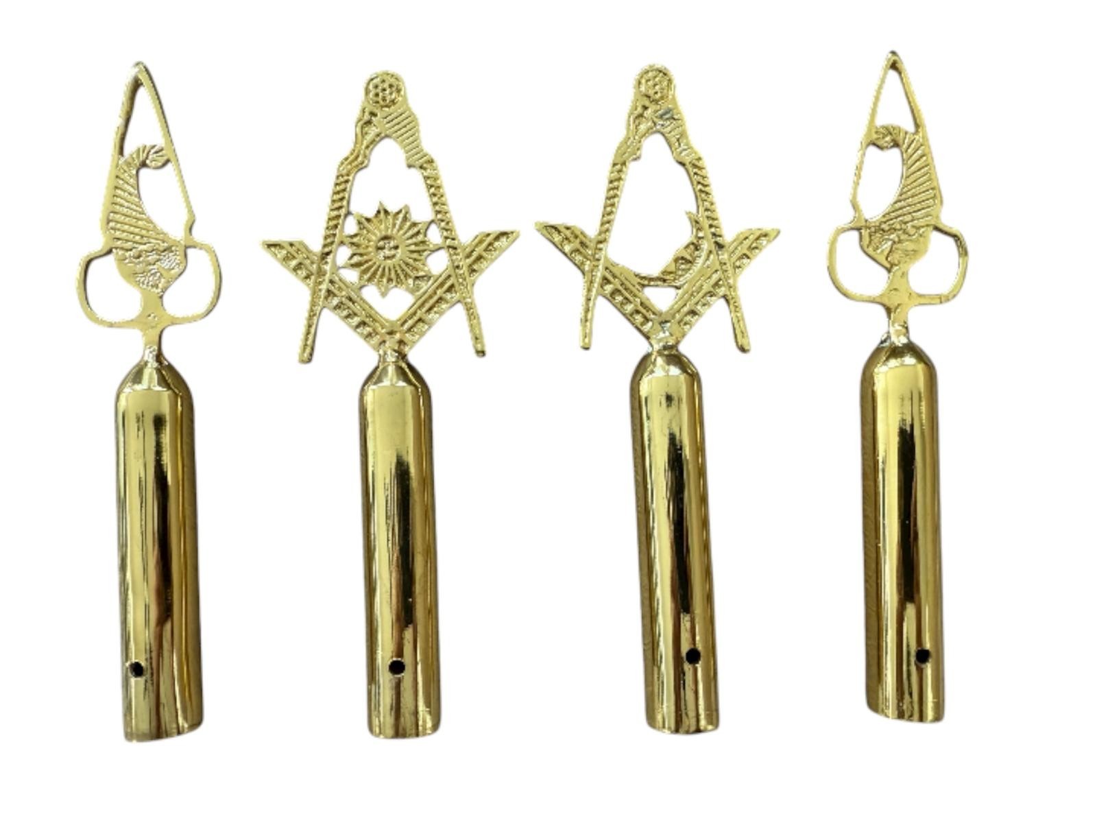 Gold Masonic Blue Lodge Tops Set with MM Emblem Freemason Masonic Pole