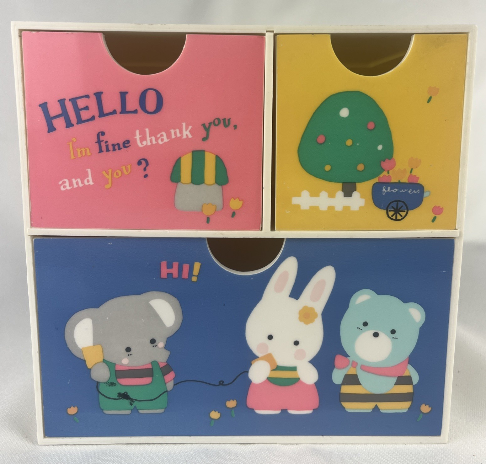 Vintage 1983 Sanrio Warm and Chummy Mini Chest 3 Drawer Organizer Japan Kawaii