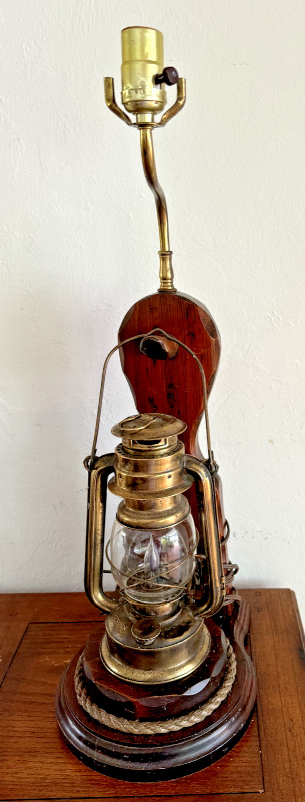 Vintage Nightwatch Lamp Co Table Lamp Wood Nautical Metal Lantern Night Light