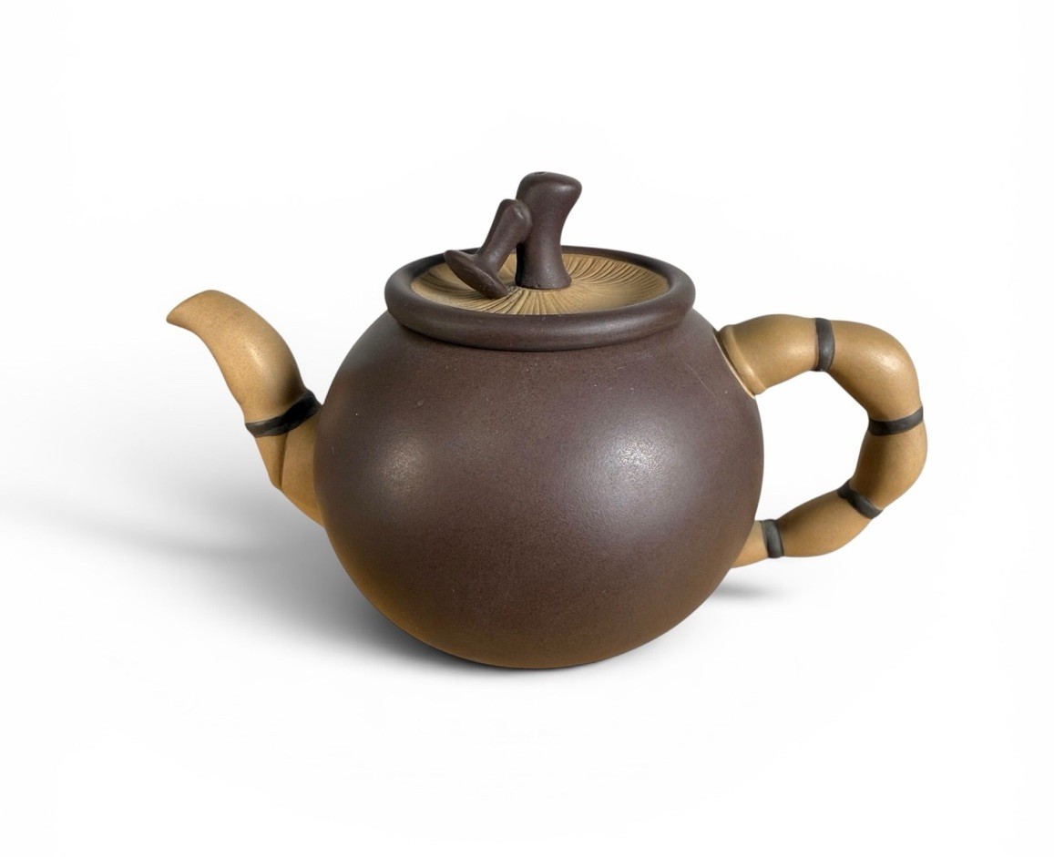 Vintage 1980s Yixing Zisha Teapot Tree Stump Gourd Bamboo Maybe Xu Xiufen ?