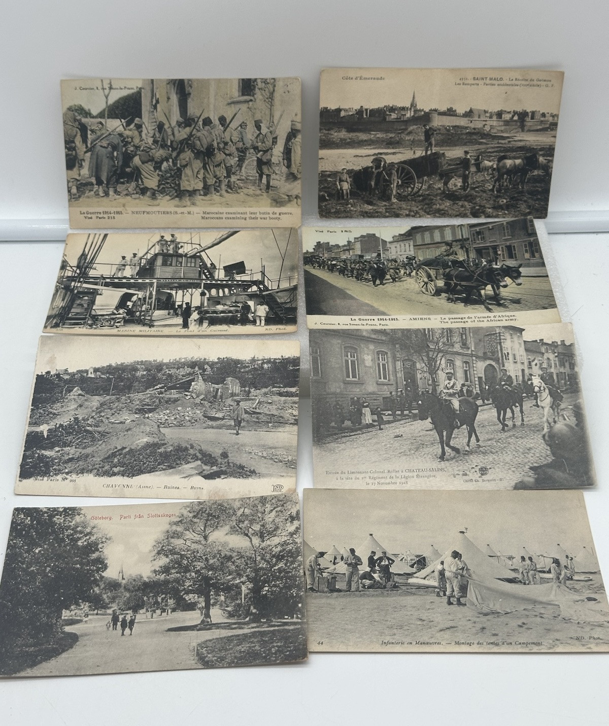 WWI Postcards French Soldiers Lot Of 8 Unposted Black And White