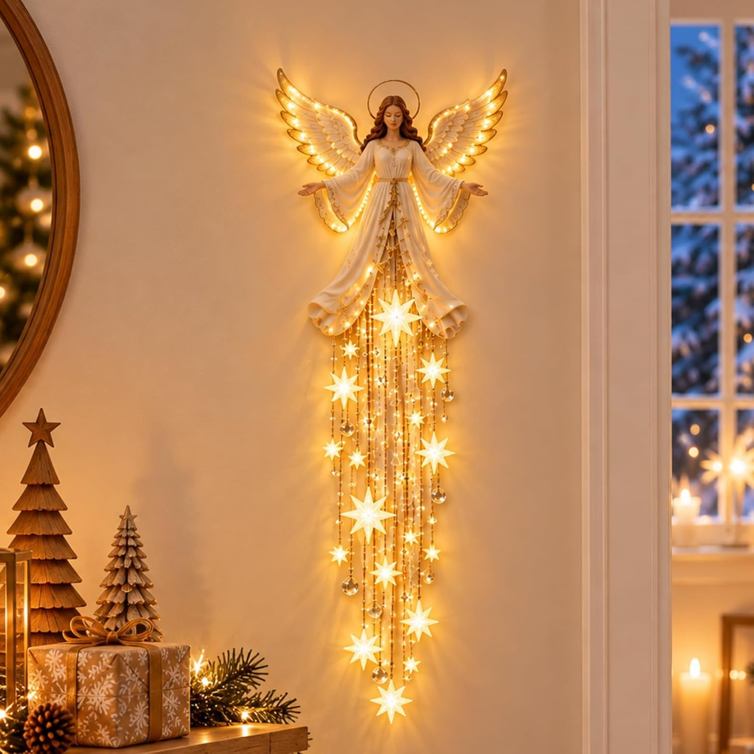 Angel Blessing Wall Light,Starglow Cascading Christmas Angel with Glowing,1 Angel Blessing Wall Light,Starglow Cascading Christmas Angel with Glowing,1