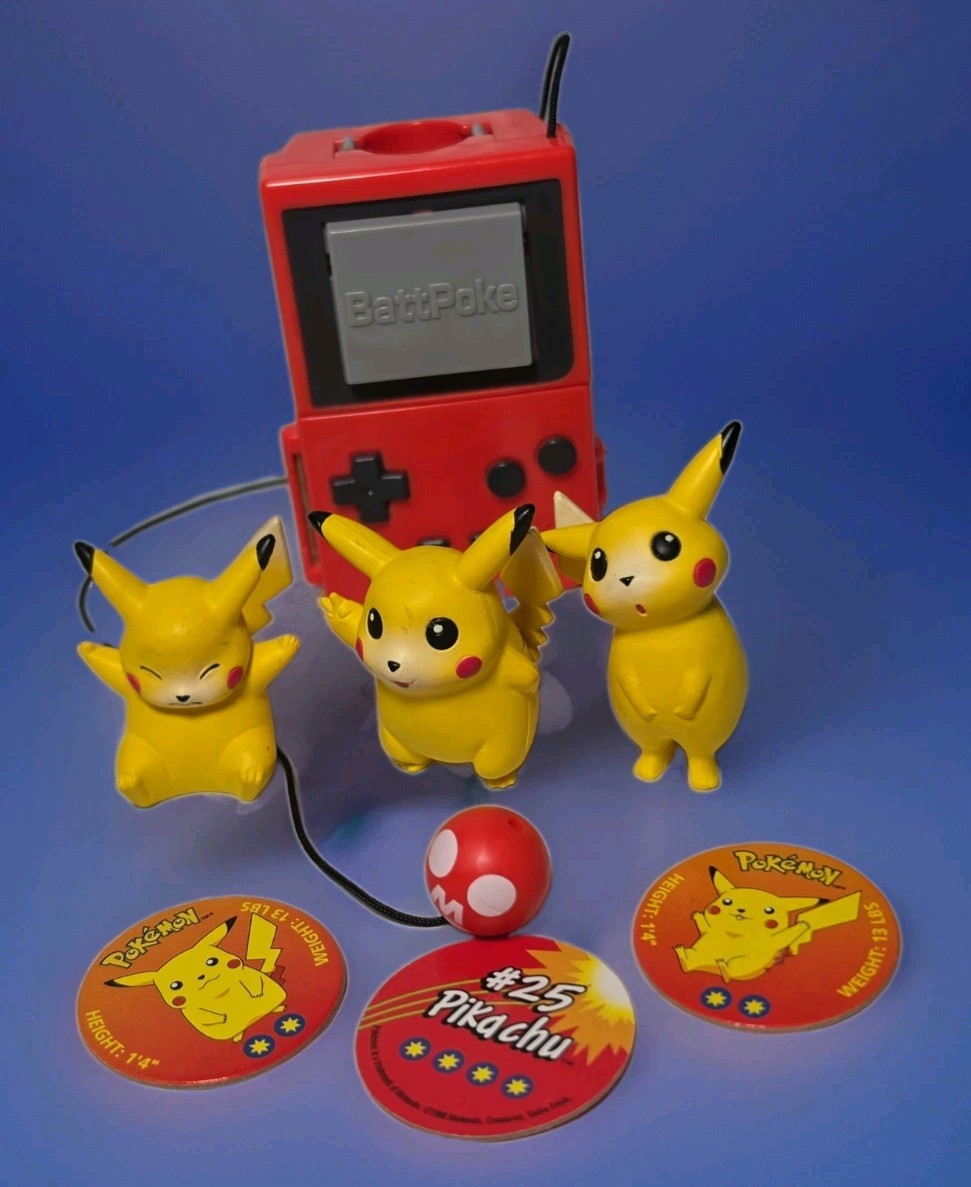 VINTAGE 1999 POKEMON POKE BALL BLASTER 3 Battle Discs - 3 PIKACHU #25 EUC