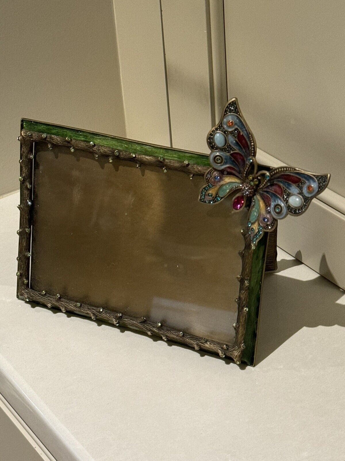 Jay Strongwater 4 X 6 Picture Frame Butterfly Swarovski Crystals & Enamel
