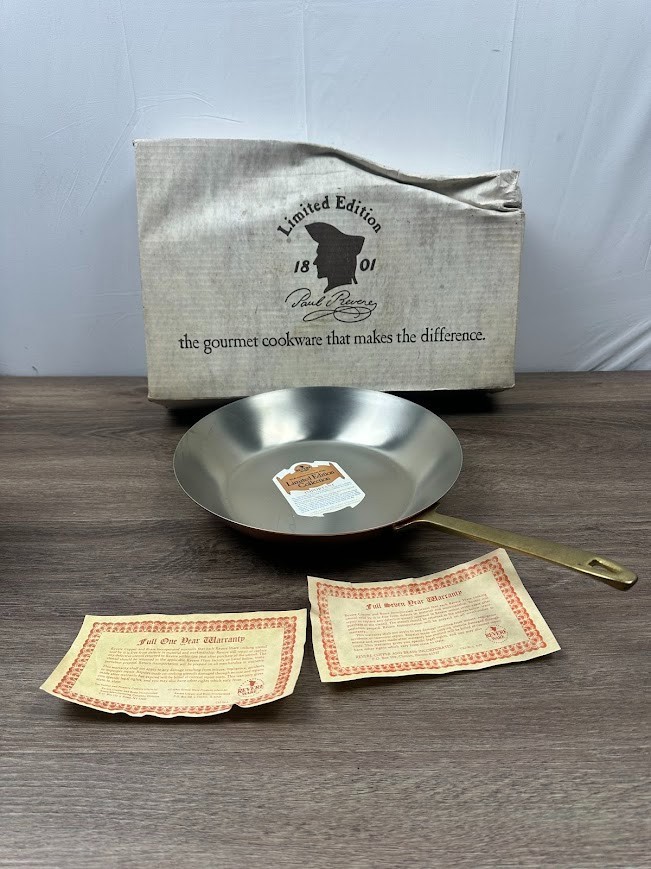 Vintage Paul Revere Limited Edition Copper Skillet Stainless Interior NOS Box