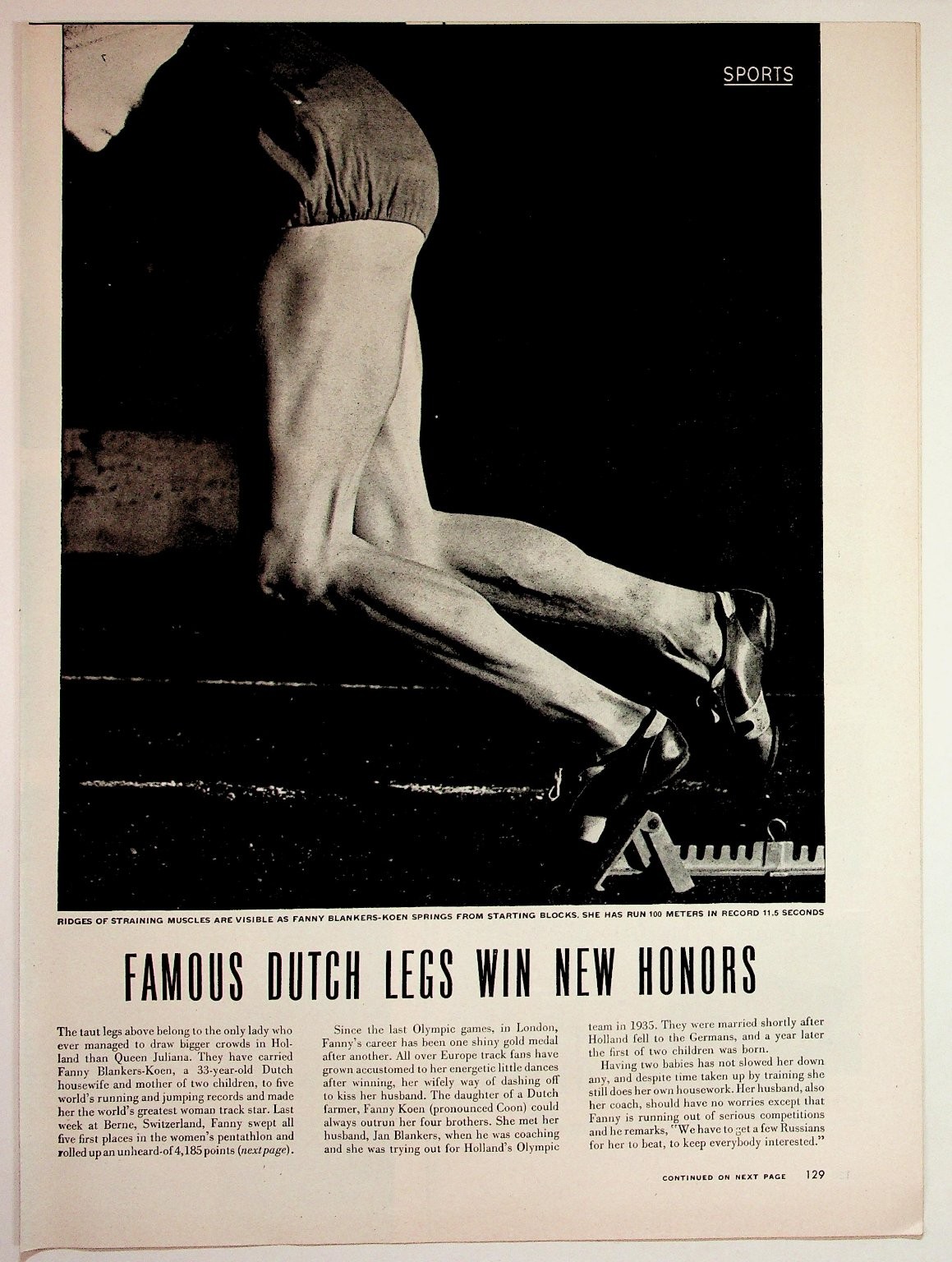 1948 Fanny Blankers-Koen Dutch Olympic Athlete Magazine Article 3-Page Lot 1948 Fanny Blankers-Koen Dutch Olympic Athlete Magazine Article 3-Page Lot