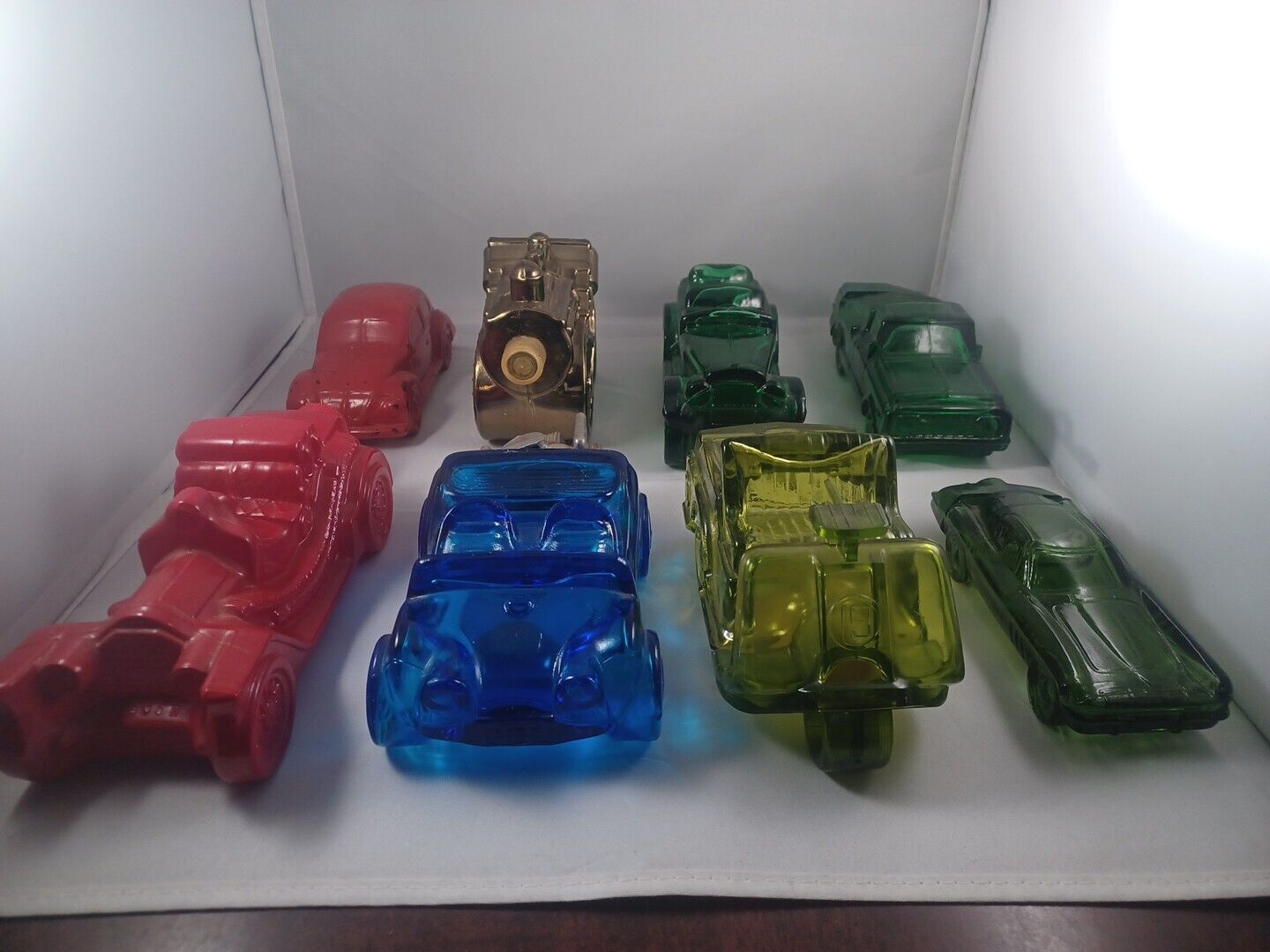 Lot of 8 Vintage AVON Car Decanters Aftershave Cologne Hair Tonic 2 Bottles Full