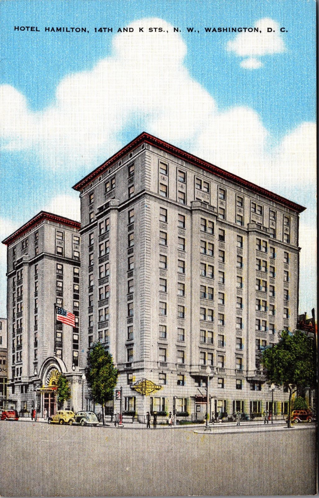 Vintage Hotel Hamilton 14th and K Sts Washington DC Linen Postcard