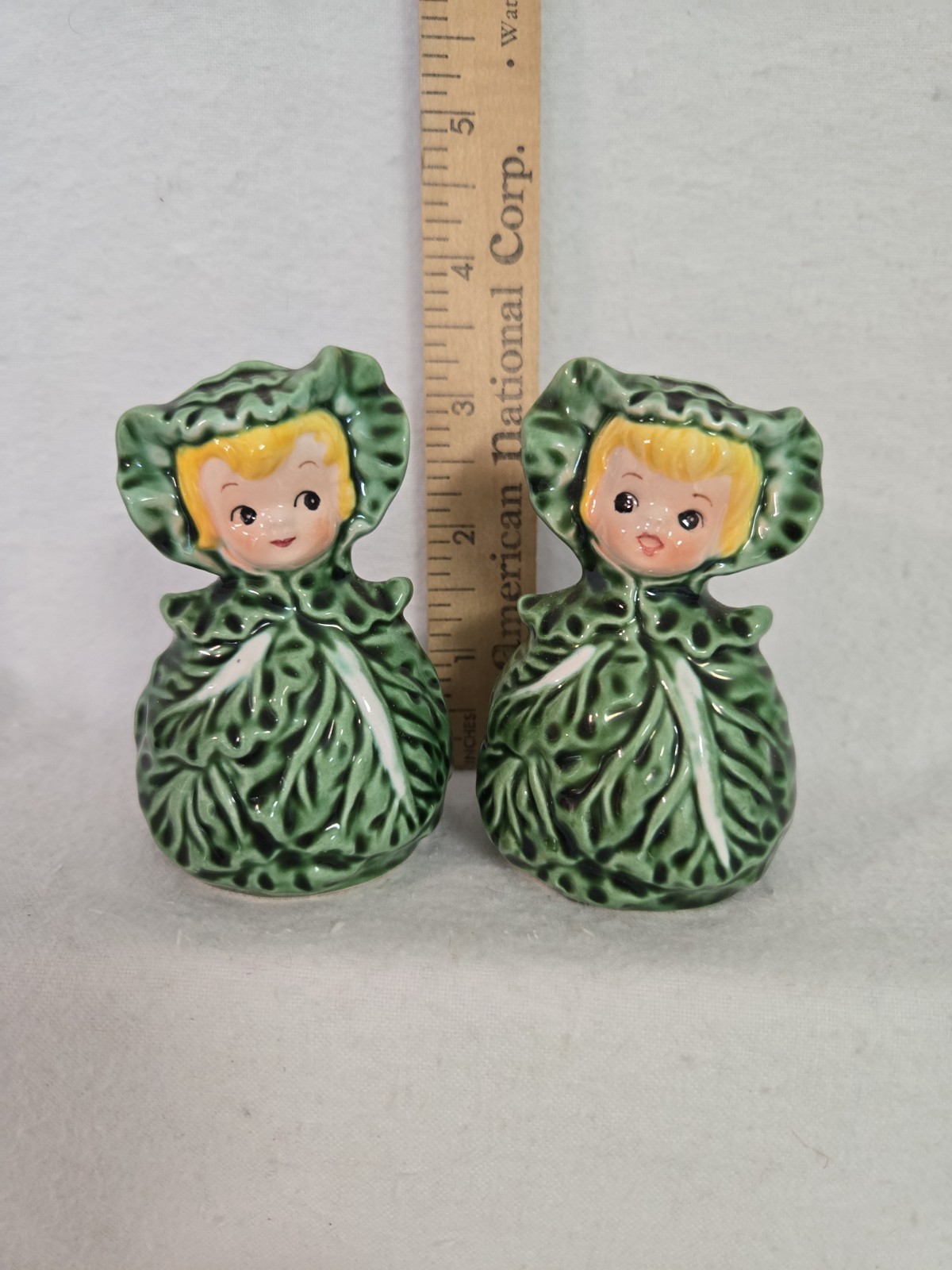 Vintage LEFTON Salt & Pepper CISSY Cabbage Cuties Pixie Girl Shakers Rare