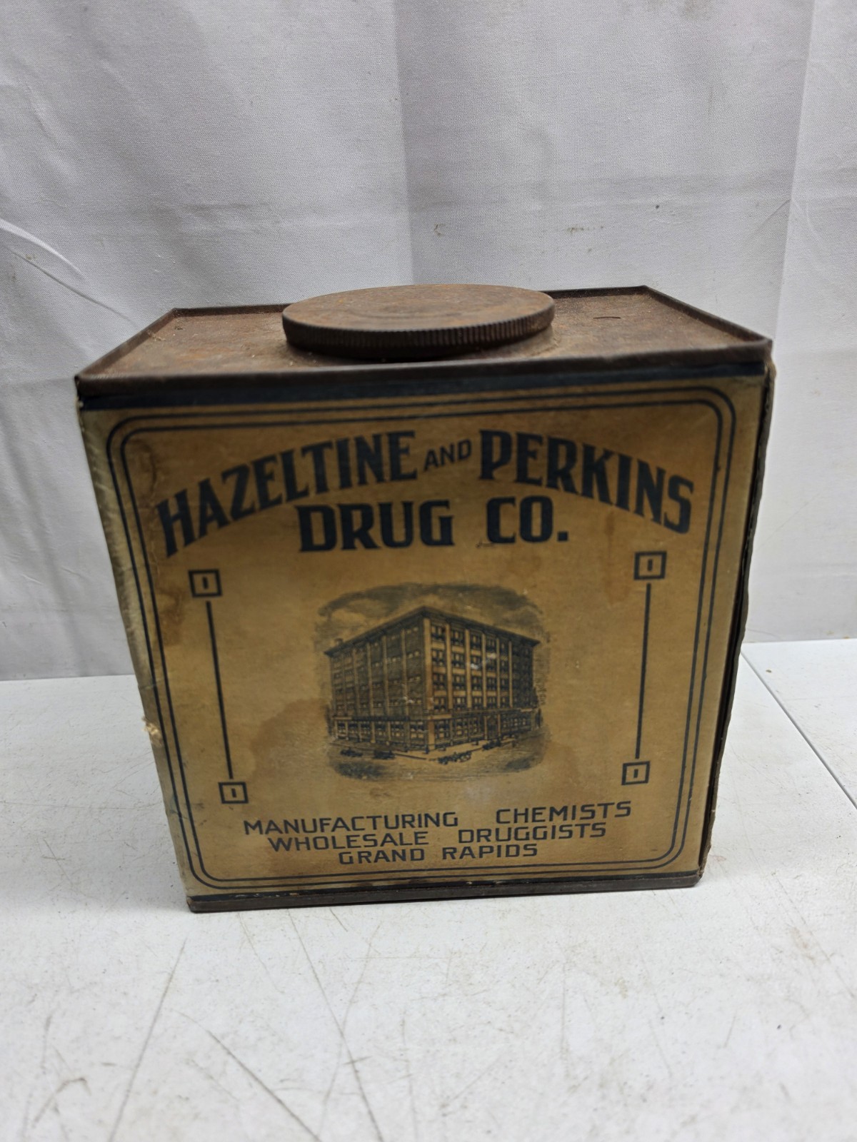 Antique Hazeltine & Perkins Drug Co Tin Grand Rapids MI Wholesale Druggists