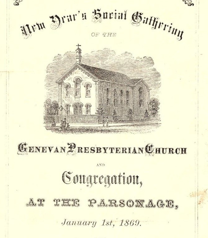 1869 GENEVAN PRESBYTERIAN CHURCH NEW YORK NEW YEAR\'S SOCIAL GATHERING Z895 1869 GENEVAN PRESBYTERIAN CHURCH NEW YORK NEW YEAR\'S SOCIAL GATHERING Z895