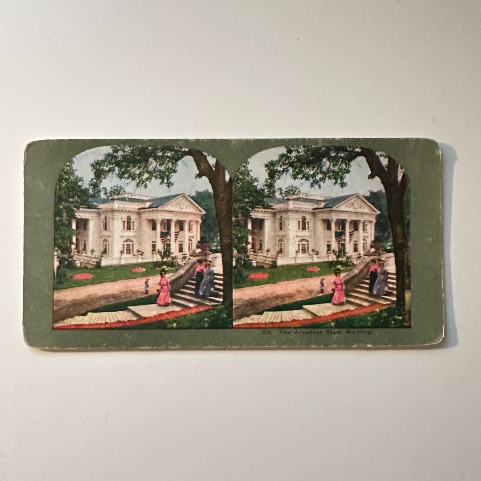 The Arkansas State Bldg With Two Identical Fronts Antique Stereoview Card 5H6-3