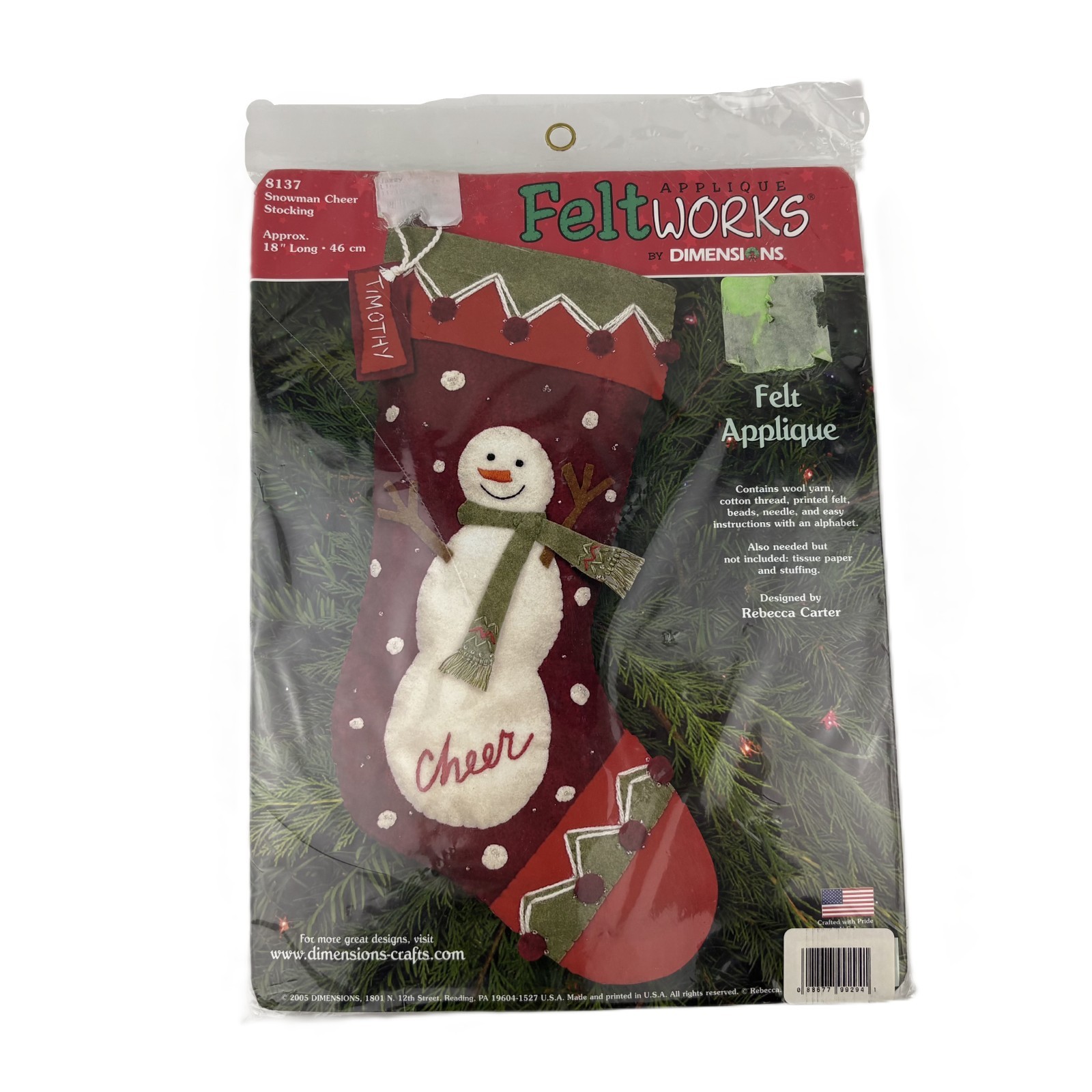 Dimensions Feltworks Craft Kit Snowman Cheer Stocking Felt Applique 2005 USA Dimensions Feltworks Craft Kit Snowman Cheer Stocking Felt Applique 2005 USA