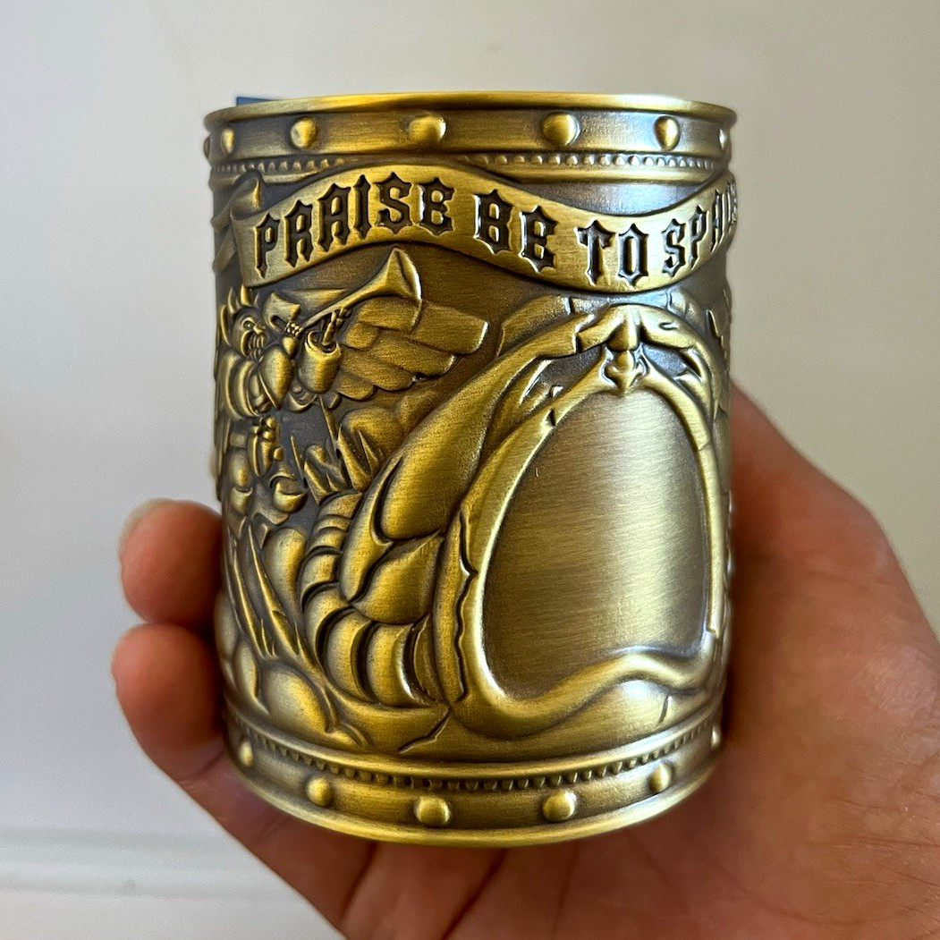 Gold Metal Embossed Space Theme Collectible Mug for Hot or Cold Beverages