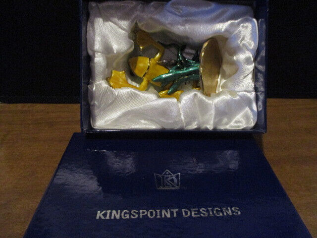 Kingspoint Designs Enamel and Bejeweled Crystal Frog Trinket Box & Necklace
