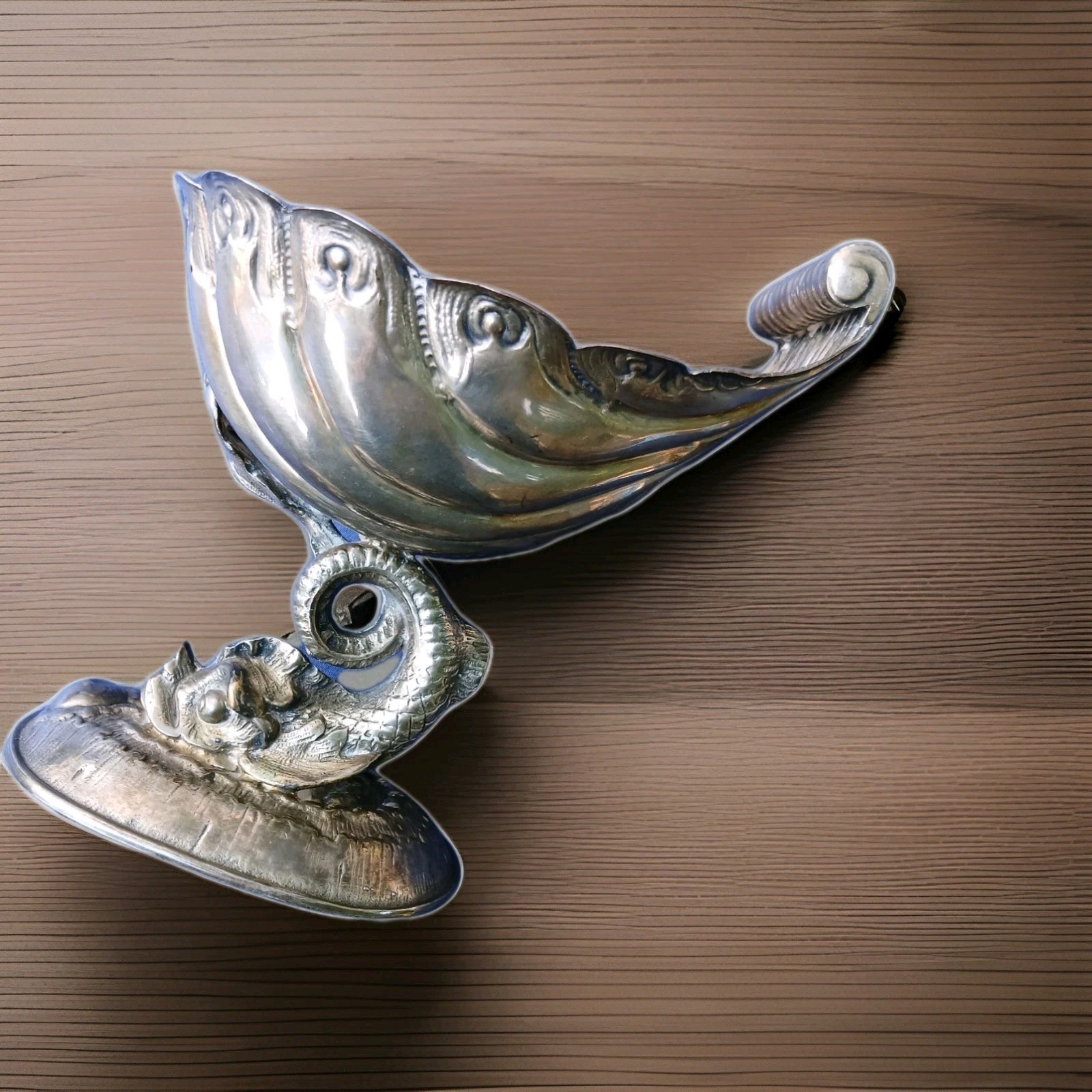Heavy Silver- Plate Decorative Centerpiece Bowl with Dolphin Base