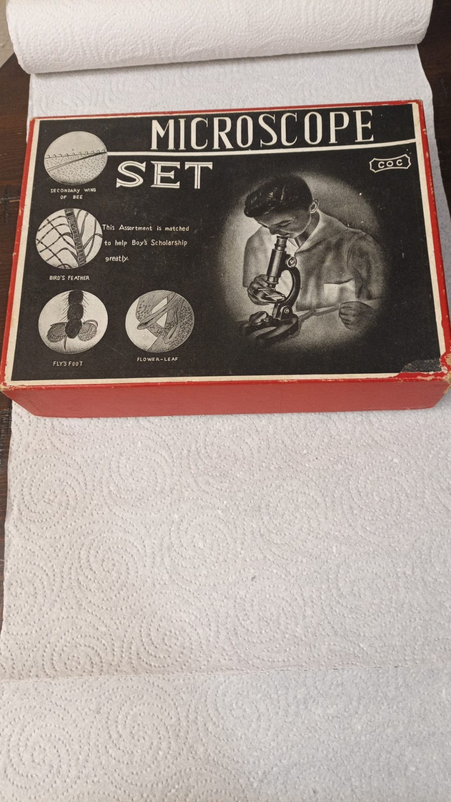 Vintage microscope by the A.C. Gilbert Company, designed for children.
