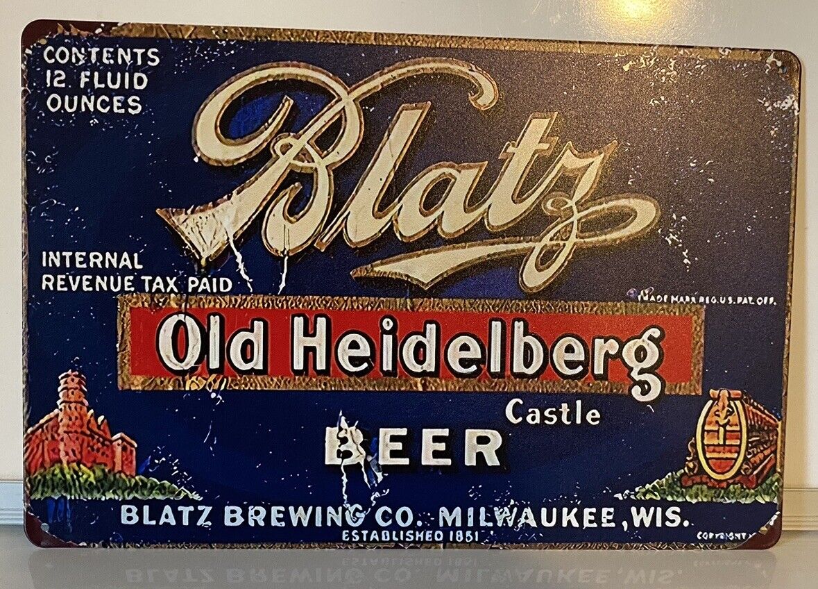 Blatz Beer Sign - Old Heidelberg Castle - Miller Brewing Company Metal Poster