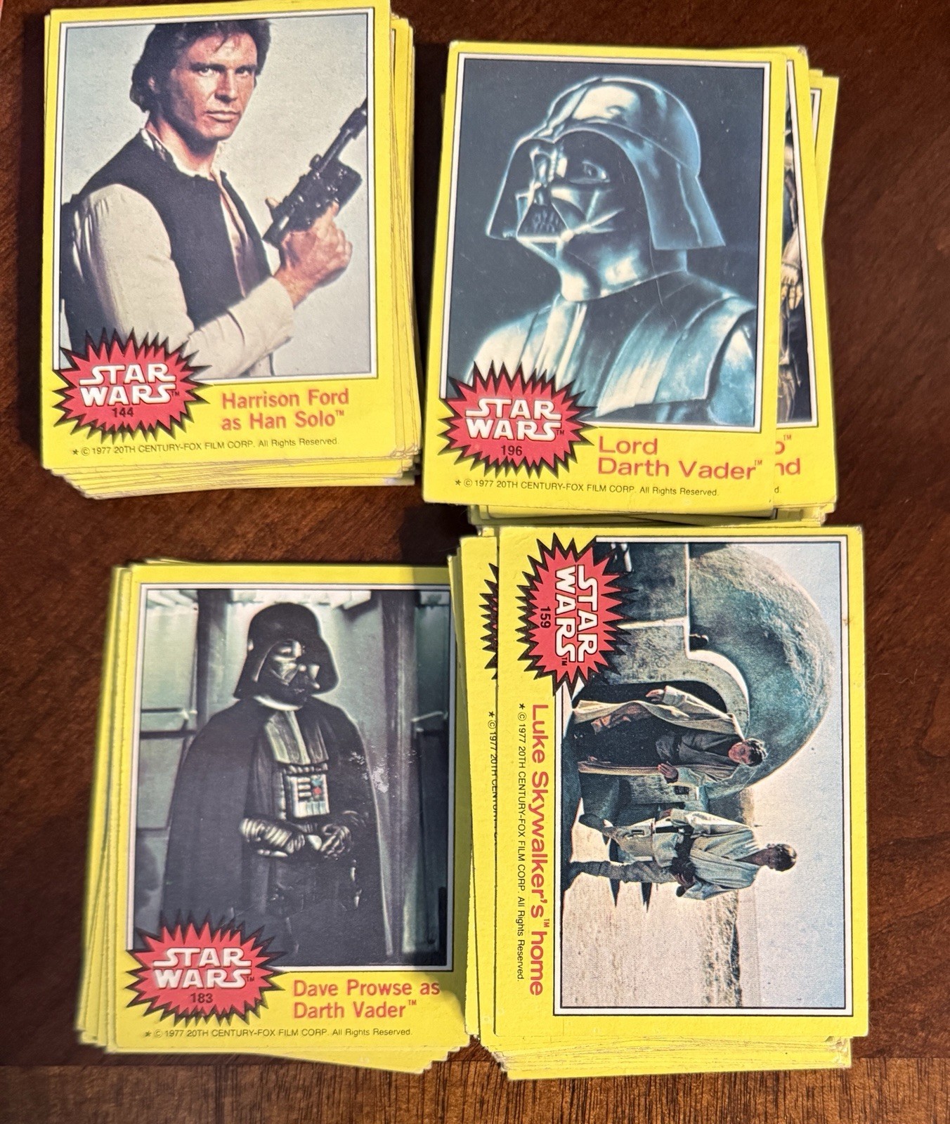 1977 Topps Star Wars #196,183 Lord Darth Vader & David Prose Series Lot Of Cards