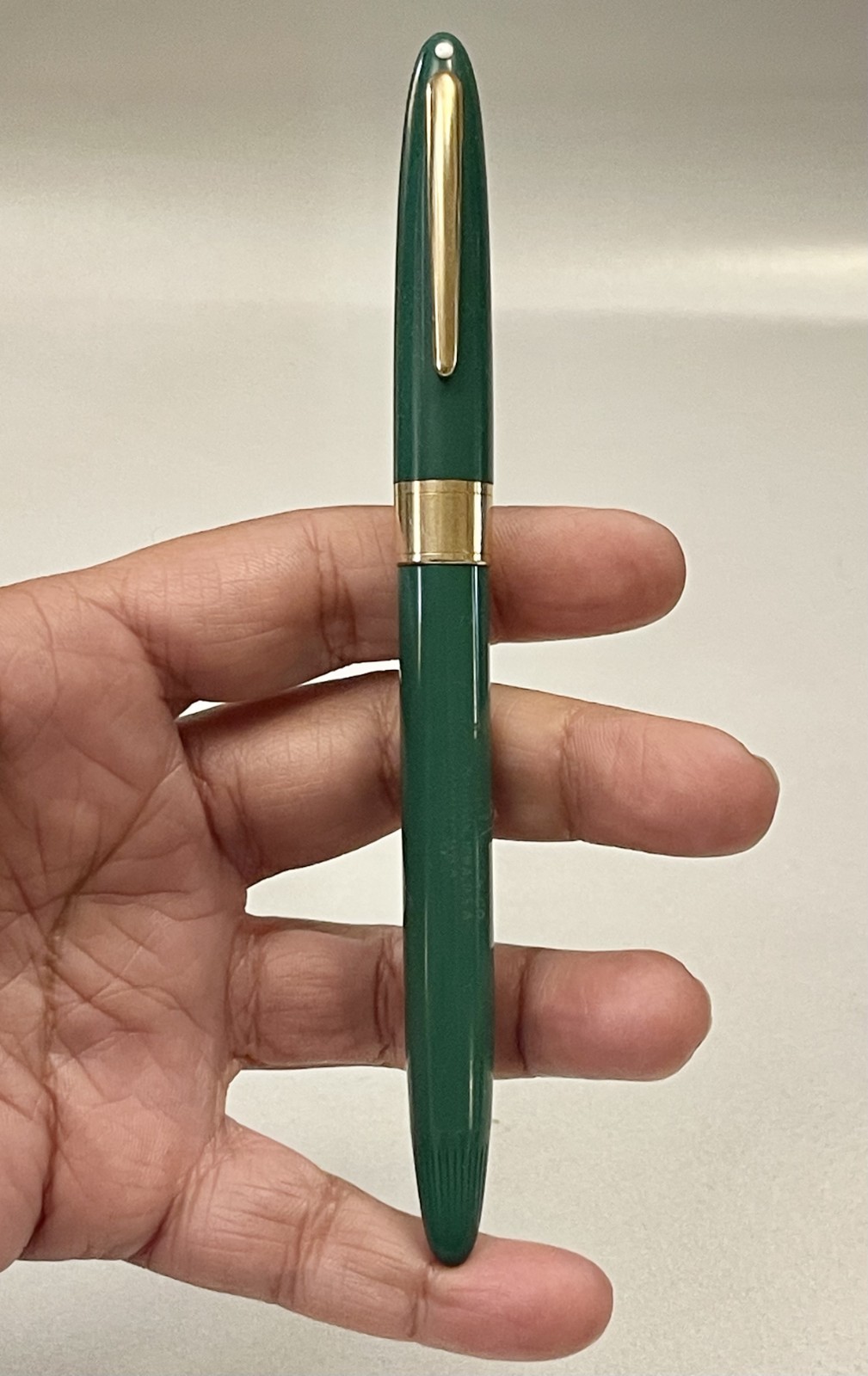 Vintage Sheaffer White Dot Green Snorkel Fountain Pen Palladium Silver Nib