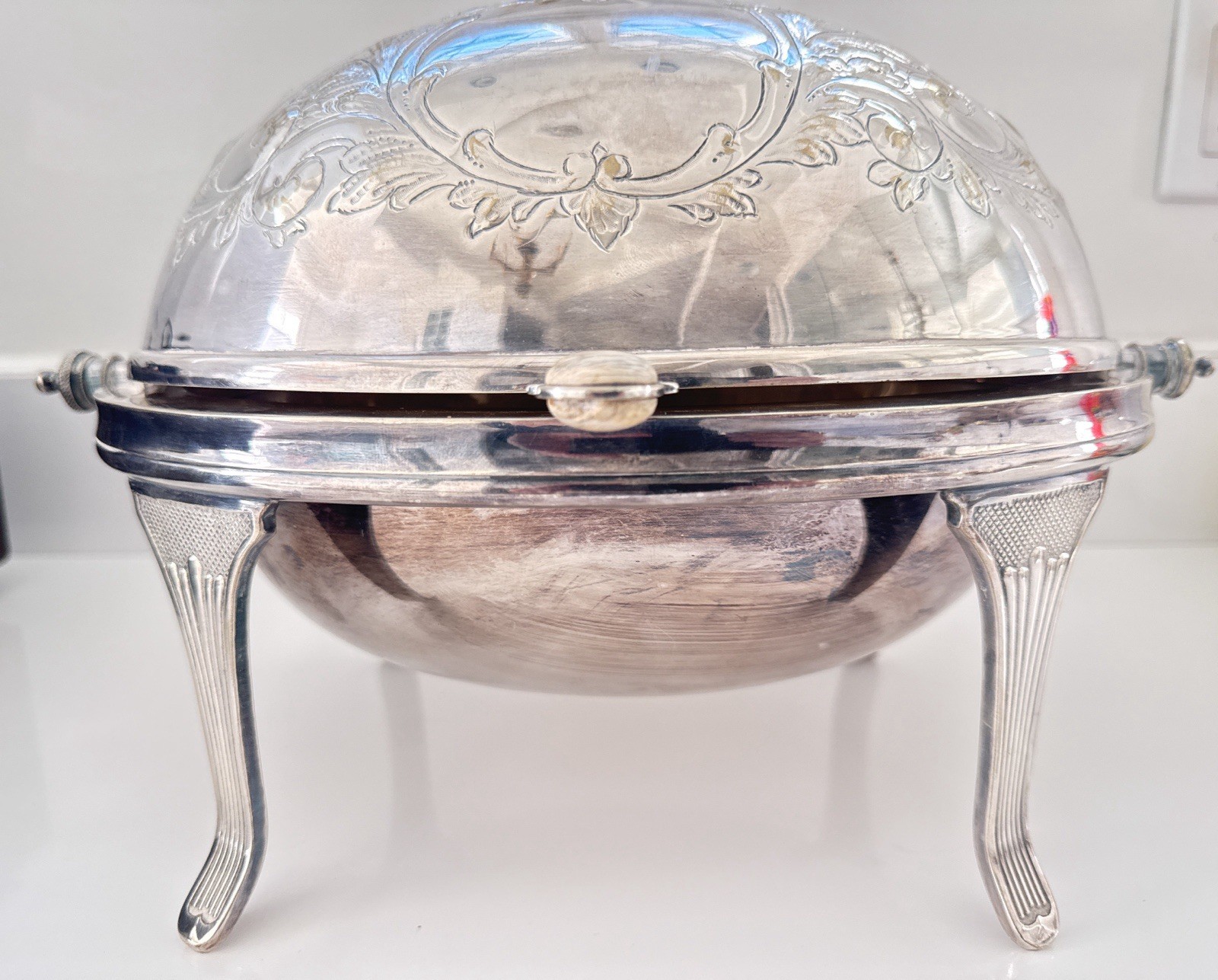 Antique Circa 1880 English Silver Plate Revolving Top Edwardian Food Warmer Antique Circa 1880 English Silver Plate Revolving Top Edwardian Food Warmer