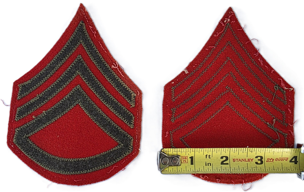 Late WWII pair USMC woven red Platoon Sergeant Stripes Chevrons