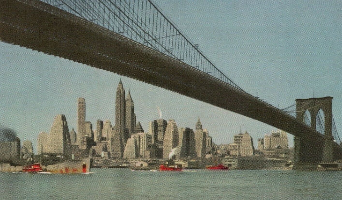 The Imposing Towers Manhattan NY DC-6 Mainliner White Boarder Vintage Postcard